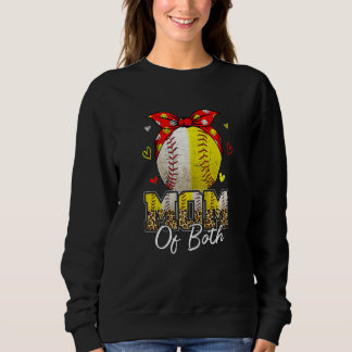 Womens Mom Of Both Baseball And Softball Mom  Moth Sweatshirt