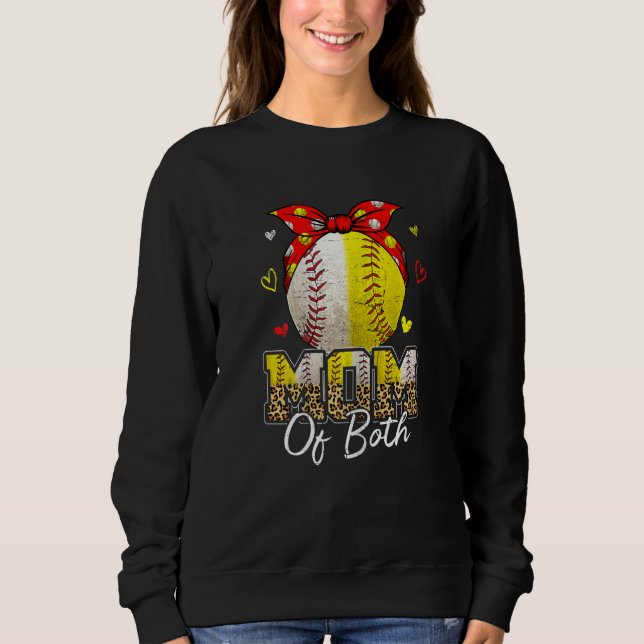 Womens Mom Of Both Baseball And Softball Mom  Moth Sweatshirt (Front)