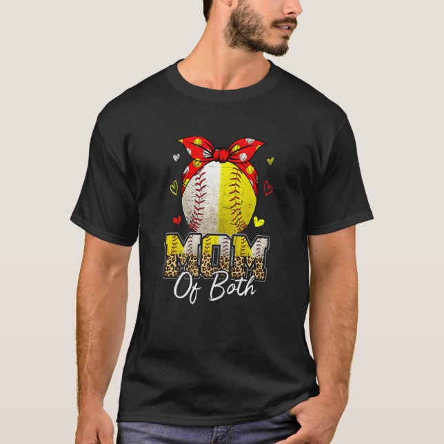 Womens Mom Of Both Baseball And Softball Mom  Moth T-Shirt (Front)