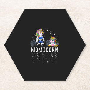 Womens Momicorn Unicorn Mom Fitness Gym Weightlift Paper Coaster