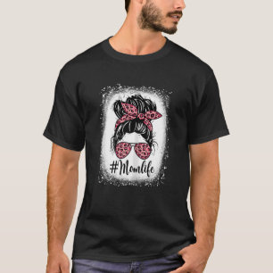 Womens MomLife Glasses Headband Mum Life Bleached T-Shirt