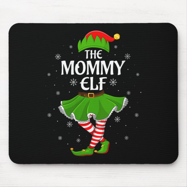 Womens Mommy Elf Christmas Family Girls Women Elf  Mouse Pad (Front)