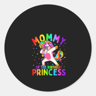 Womens Mommy of the Birthday Princess Girl Dabbing Classic Round Sticker