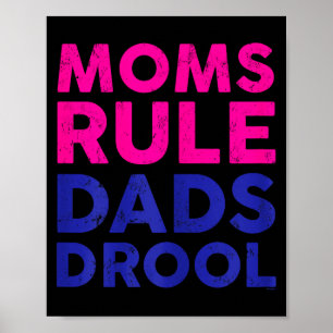 Womens Moms Rule Dads Drool Funny Mother's Day Gra Poster