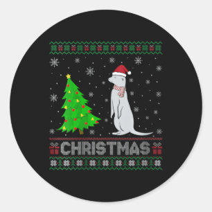 Womens Mongoose Xmas Tree Lighting Ugly Christmas Classic Round Sticker