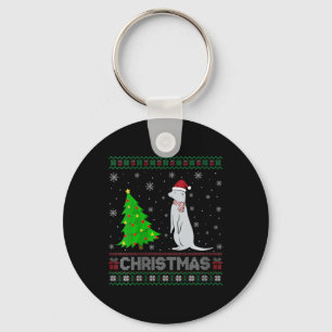 Womens Mongoose Xmas Tree Lighting Ugly Christmas Key Ring