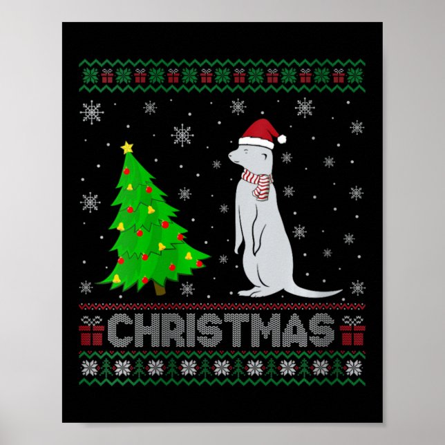 Womens Mongoose Xmas Tree Lighting Ugly Christmas  Poster (Front)