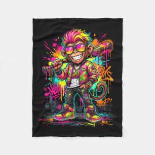 Womens Monkey Baseball Drip Funny Animal Party Fleece Blanket