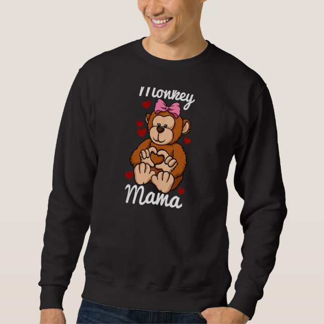 Womens Monkey Mama Finger Heart Monkey Animal With Sweatshirt (Front)