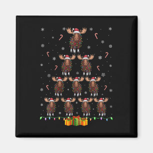 Womens Moose Santa Hat Xmas Lights Men Women Chris Magnet