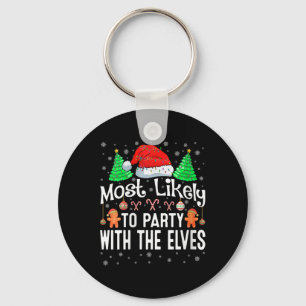 Womens Most Likely To Party With The Elves Christm Key Ring
