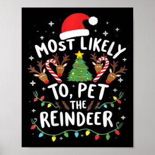 Womens Most Likely To Pet The Reindeer Squad Famil Poster