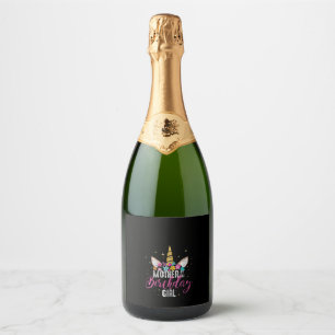 Womens Mother Of The Birthday Girl Mommy Gifts Uni Sparkling Wine Label