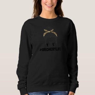 Womens Mother's Day Archery Mum Life Messy Bun Hai Sweatshirt
