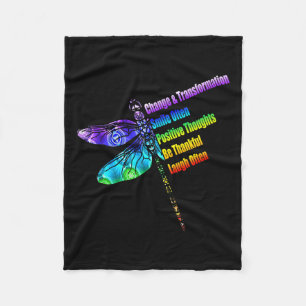 Womens Motivational Insration Gift Dragonfly Fleece Blanket
