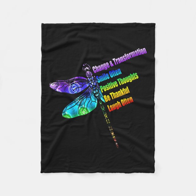 Womens Motivational Insration Gift Dragonfly  Fleece Blanket (Front)