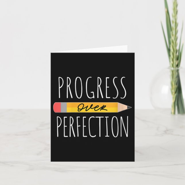 Womens Motivational Progress Over Perfection Back  Card (Front)