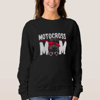Womens Motocross Mum Messy Bun Dirt Bike Rider Sweatshirt