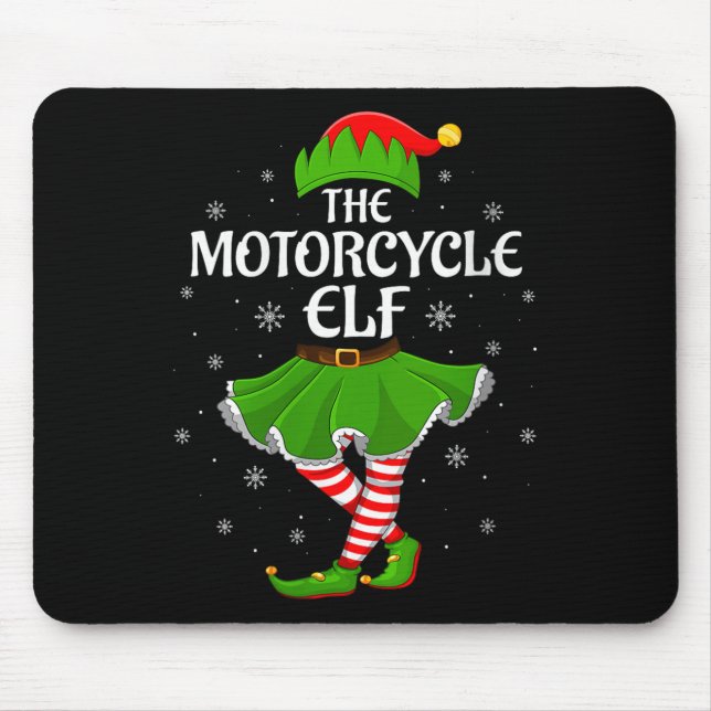 Womens Motorcycle Elf Christmas Family Girls Women Mouse Pad (Front)