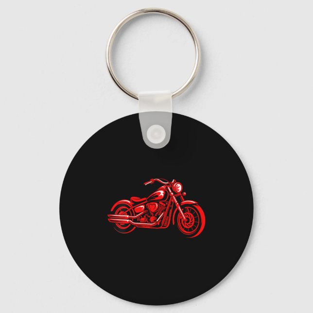 Women's Motorcycle Heart Biker Valentines Day Ride Key Ring (Front)