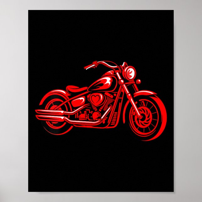 Women's Motorcycle Heart Biker Valentines Day Ride Poster (Front)