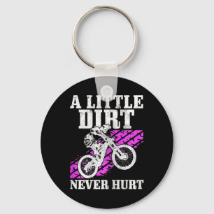 Womens Mountain Bike Little Dirt Never Hurt Downhi Key Ring