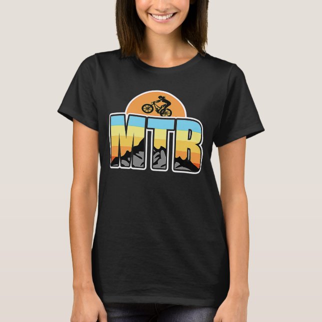 Womens Mountain Biking MTB Sunset T-Shirt (Front)