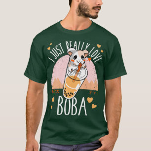 Womens Mouse Boba Funny Anime Japanese Bubble Tea T-Shirt