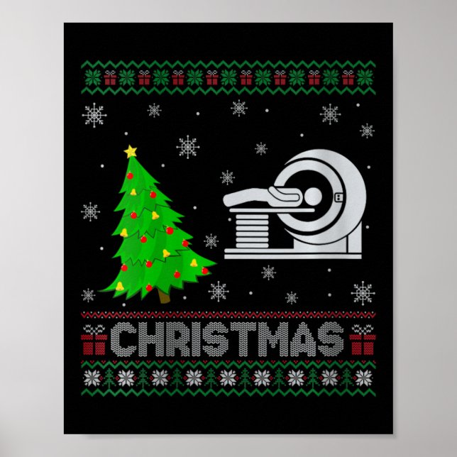 Womens Mri Tech Xmas Tree Lighting Ugly Christmas  Poster (Front)