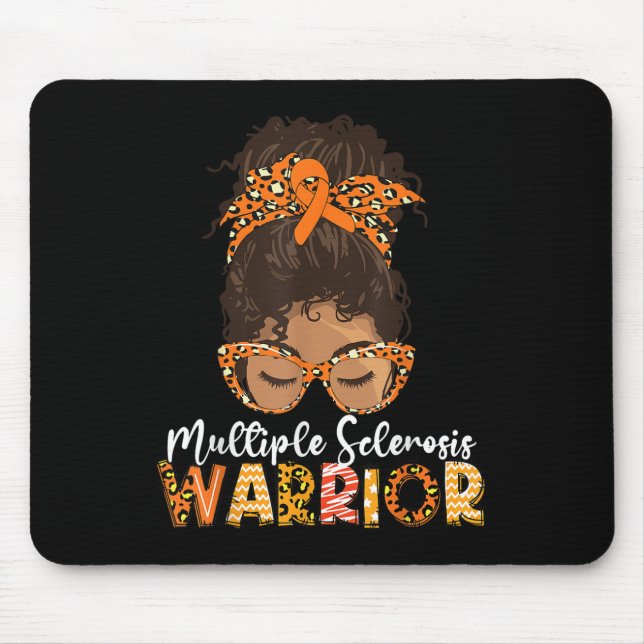 Womens Ms Warrior Messy Bun - Multiple Sclerosis A Mouse Pad (Front)