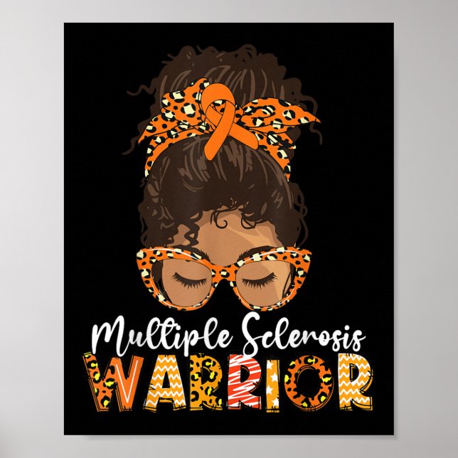 Womens Ms Warrior Messy Bun - Multiple Sclerosis A Poster (Front)