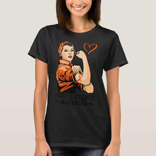 Womens MS Warrior Wear Orange Multiple Sclerosis A T-Shirt (Front)