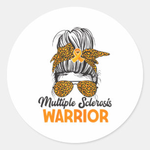 Womens Multiple Sclerosis Awareness Warrior Messy Classic Round Sticker