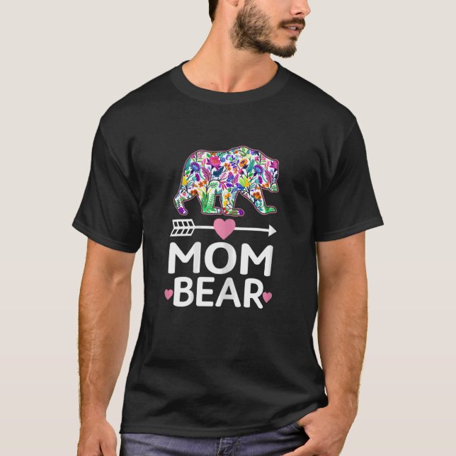 Womens  Mum Bear Mothers Day Floral Matching Famil T-Shirt (Front)
