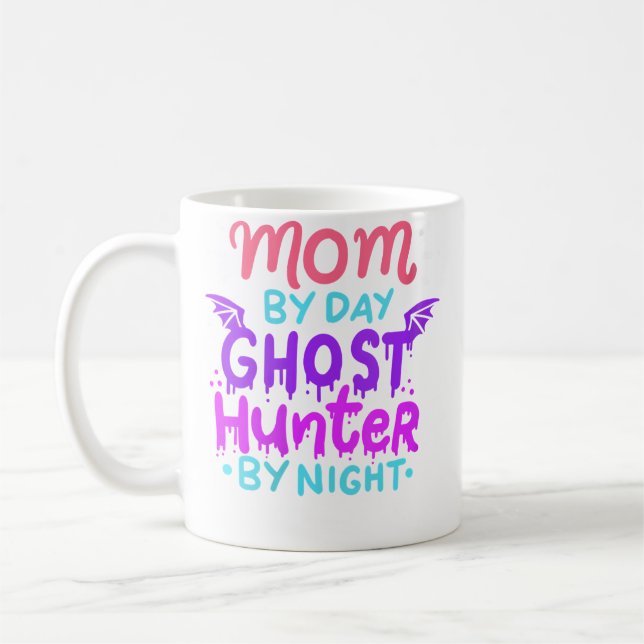 Womens Mum By Day - Ghost Hunter By Night Hallowee Coffee Mug (Left)