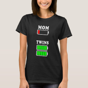 Womens Mum Low Battery Twins Full Charge Mothers T-Shirt