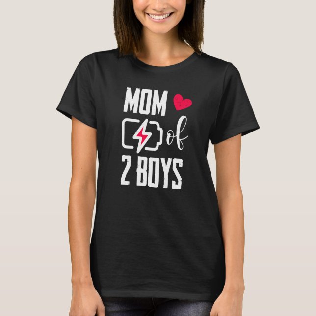 Women's Mum Of 2 Boys Low Battery  Mum T-Shirt (Front)