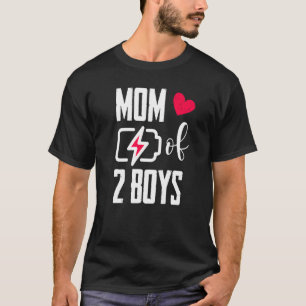 Women's Mum Of 2 Boys Low Battery  Mum T-Shirt
