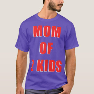 Womens Mum of 2 Kids Twin Pregnancy Gender Announc T-Shirt