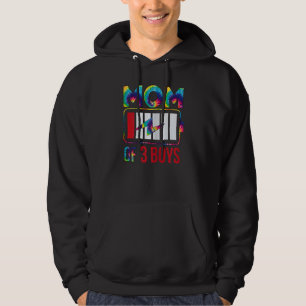Womens Mum Of 3 Boys Low Battery Son Daughter Mot Hoodie