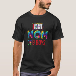 Womens Mum Of 9 Boys Low Battery Son Daughter Mot T-Shirt