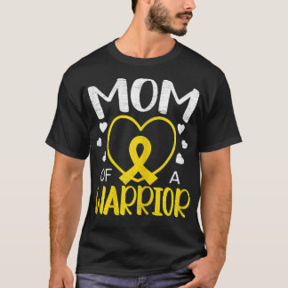Womens Mum Of A Warrior Childhood Cancer Awareness T-Shirt