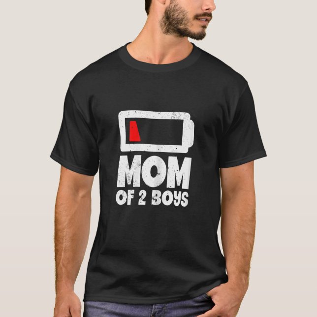 Womens Mum Of Two Boys Battery Low  Mothers Day T-Shirt (Front)