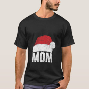 Womens Mum with santa claus hat matching family ch T-Shirt