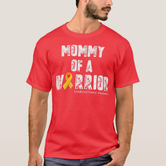 Womens Mummy of a Warrior Childhood Cancer Mum Rib T-Shirt