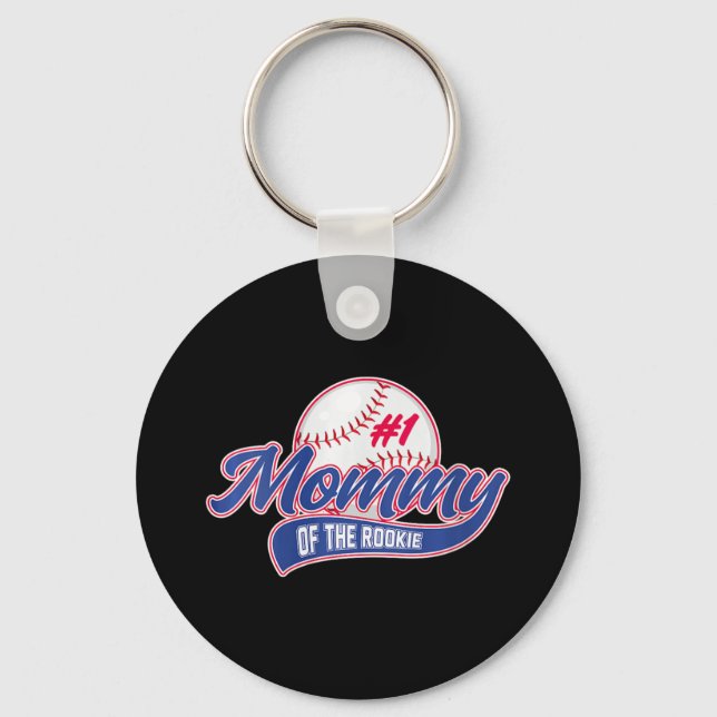Womens Mummy Of Rookie 1st Birthday 1 Baseball Mat Key Ring (Front)
