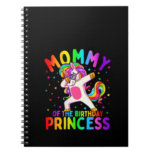 Womens Mummy of the Birthday Princess Girl Dabbing Notebook (Front)