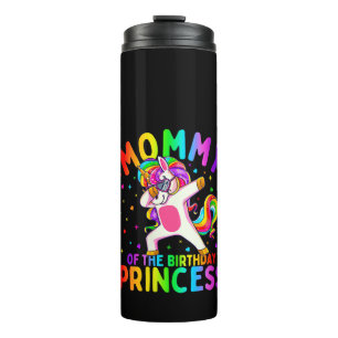 Womens Mummy of the Birthday Princess Girl Dabbing Thermal Tumbler
