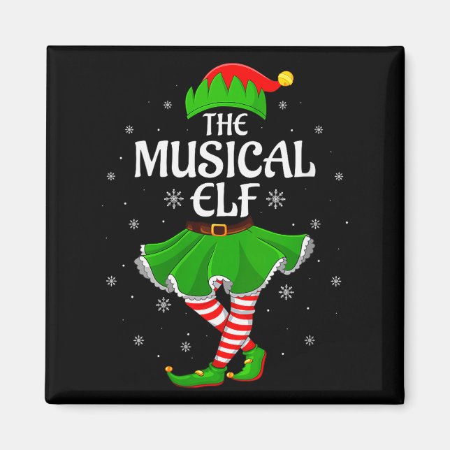Womens Musical Elf Christmas Family Girls Women El Magnet (Front)