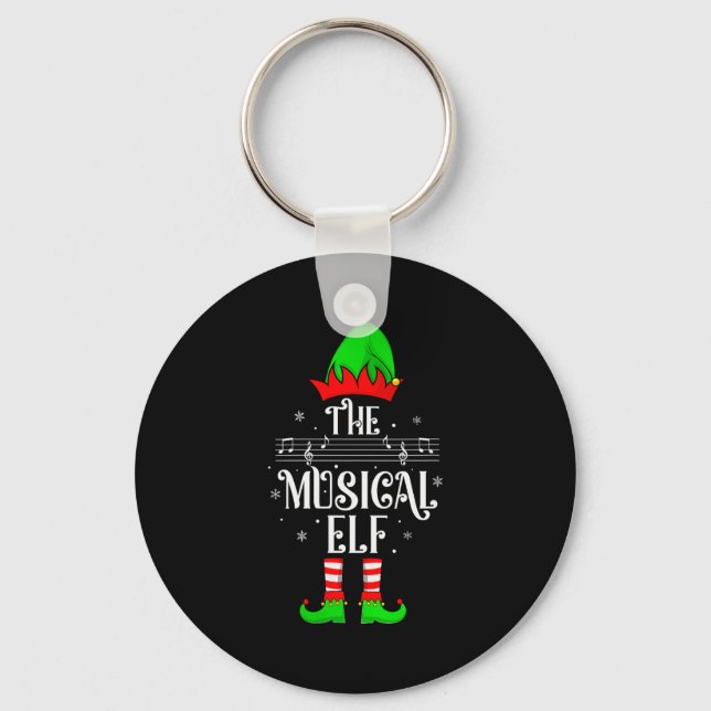 Womens Musical Elf Xmas Christmas Matching Family  Key Ring (Front)